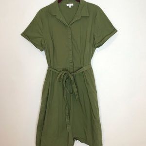 Army Green Dress with Tie